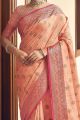 Peach Tusser Silk Saree (NWSA-5831)