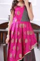 Pink, 2 Toned Brocade, Art Silk Girls Gown (NFG-190)