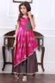 Pink, 2 Toned Brocade, Art Silk Girls Gown (NFG-190)