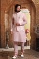 Pink Art Banarasi Silk Mens Nehru Jacket (NMK-5651)