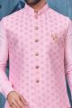 Pink Art Banarasi Silk Nehru Jacket (NMK-7382)