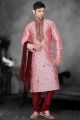 Pink Art Dupion Designer Kurta Pajama (NMK-2178)