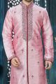 Pink Art Dupion Designer Kurta Pajama (NMK-3825)