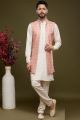 Pink Art Silk Digital Printed Jacket Kurta (NMK-7090)