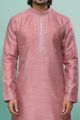 Pink Art Silk Kurta Pajama (NMK-6425)