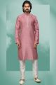 Pink Art Silk Kurta Pajama (NMK-6425)