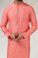 Pink Art Silk Kurtas for Men (NMK-5841)