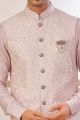 Pink Art Silk Nehru Jacket for Men (NMK-8014)