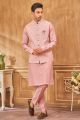 Pink Art Silk Nehru Jacket (NMK-8034)