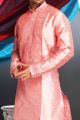 Pink Art Silk Regular Kurta Pajama (NMK-1606)