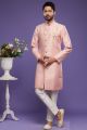 Pink Banarasi Jaquard Indo Western for Men (NMK-7001)