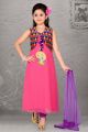 Pink Chiffon Salwar Kameez for Kids (NFG-049)