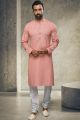 Pink Cotton Mens Kurta Pajama (NMK-6161)