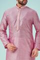 Pink Dupion Silk Casual Kurta Pajama (NMK-4809)