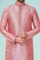 Pink Dupion Silk Mens Kurta Pajama (NMK-4789)