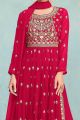 Pink Faux Georgette Nayra Cut Style Salwar Suit (NWS-6915)