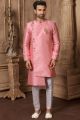 Pink Jaquard Indo Western for Mens (NMK-5311)