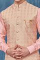 Pink Jaquard Mens Nehru Jacket (NMK-7362)