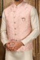 Pink Jaquard Nehru Jacket (NMK-6352)