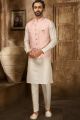 Pink Jaquard Nehru Jacket (NMK-6352)