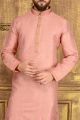 Pink Jaquard Silk Brocade Kurta (NMK-3556)