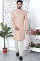 Pink Jaquard Silk Indo Western (NMK-7189)