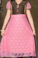 Pink Net Brasso Girls Anarkali Dress (NFG-043)