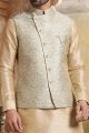 Pista, Dark Gold Art Banarasi Silk Nehru Jacket (NMK-5633)