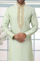 Pista Green Art Banarasi Silk Mens Kurta Pajama (NMK-5051)