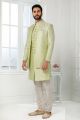 Pista Green Art Silk Indo Western for Men (NMK-6277)