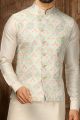 Pista Green Art Silk Nehru Jacket (NMK-6315)