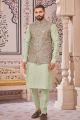 Pista Green Art Silk Nehru Jacket (NMK-7981)