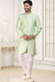 Pista Green Banarasi Jaquard Indo Western (NMK-6895)