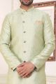 Pista Green Banarasi Jaquard Indo Western (NMK-6906)