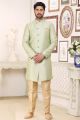 Pista Green Banarasi Jaquard Indo Western (NMK-6906)