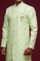 Pista Green Banarasi Jaquard Mens Indo Western (NMK-6984)