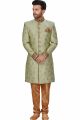 Pista Green Banarasi Jaquard Sherwani for Men (NMK-4973)