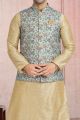 Pista Green Banarasi Silk Nehru Jacket (NMK-5672)