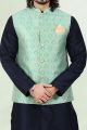 Pista Green Banarasi Silk Nehru Jacket (NMK-6691)