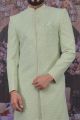 Pista Green Georgette Lucknowi Sherwani (NMK-4771)