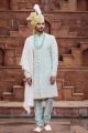 Pista Green Georgette Mens Sherwani (NMK-7156)