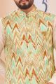 Pista Green Jaquard Semi Silk Brocade Nehru Jacket (NMK-8041)