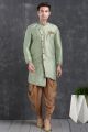 Pista Green Jaquard Silk Brocade Indo Western Kurta (NMK-5005)