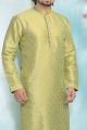 Pista Green Jaquard Silk Brocade Mens Kurta (NMK-4895)