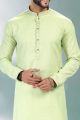 Pista Green Linen Cotton Casual Mens Kurta (NMK-6738)