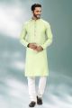 Pista Green Linen Cotton Casual Mens Kurta (NMK-6738)