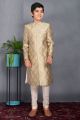 Pista Green Silk Digital Print Kids Sherwani (NKK-738)