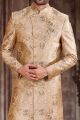 Printed Beige Art Silk Sherwani (NMK-6871)