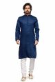 Printed Blue Art Silk Kurta for Men (NMK-7487)