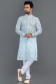 Printed Blue Cotton Kurta Pajama (NMK-8129)